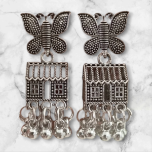 AREMBI-BUTTERFLY DESIGN earrings for women fashion jhumka oxidised Silver Earrings for women -stylish jhumkas traditional Earrings For girls