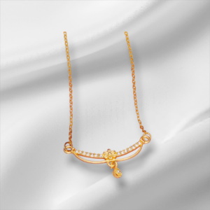 AREMBI Gold-Plated Pendant Set with White Stones for Women and girls-18 inch Chain, S-Hook Clasp-PACK OF 1